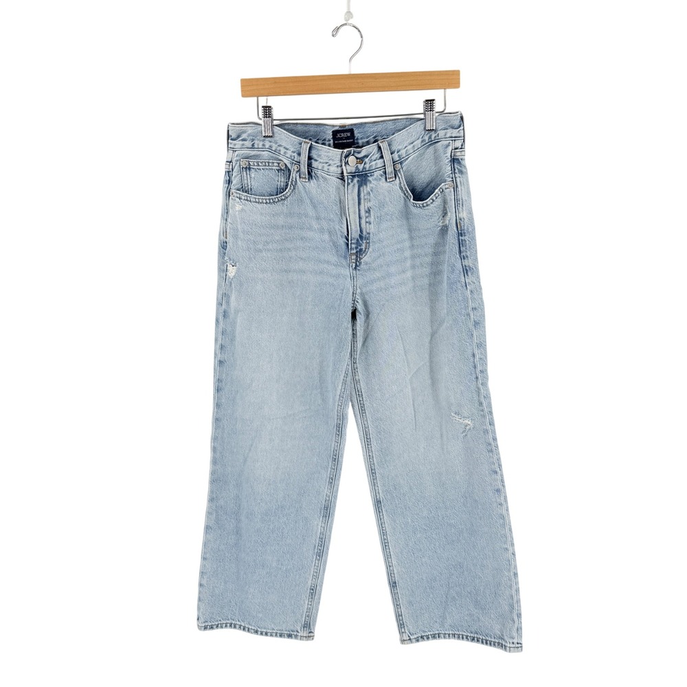J. Crew 90's Vintage Baggy Jeans Light Wash 29 Distressed High Rise Wide Leg